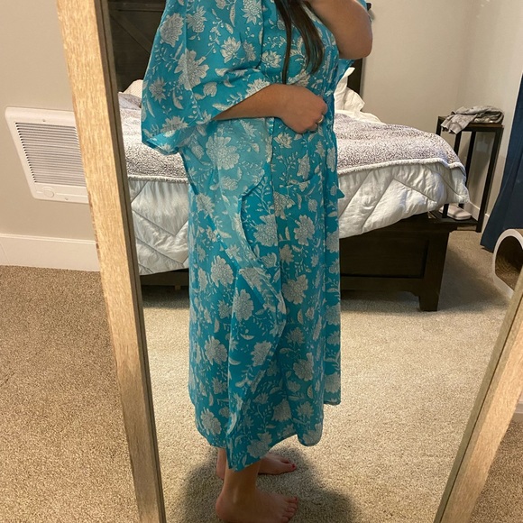 turquoise blue caftan dress - Picture 3 of 5
